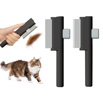 2-Pack Self-Cleaning Pet Comb with Push-Button